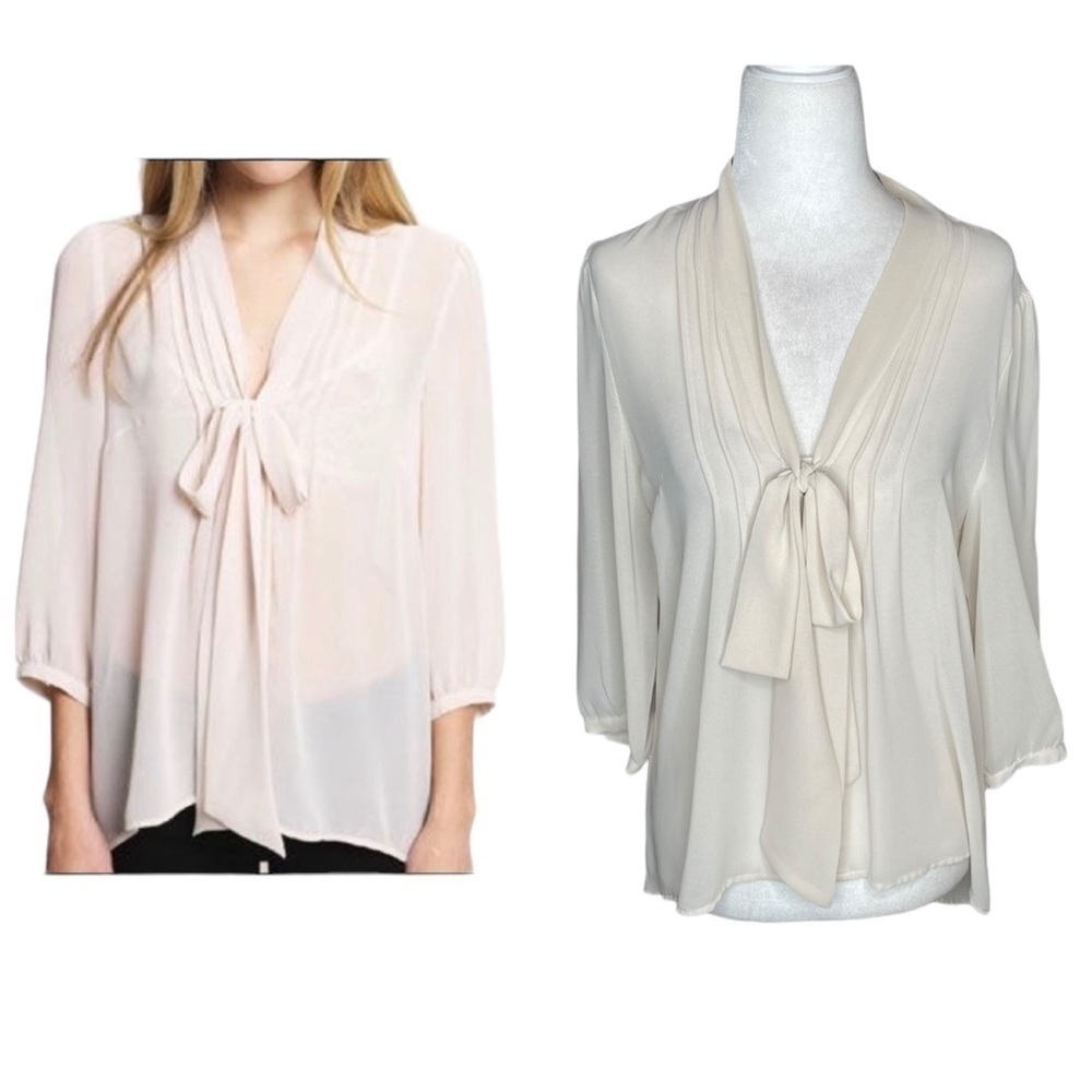 Pins & Needles Urban Outfitters Tie Front sheer button down blouse Cream Medium